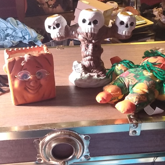 Porcelain Halloween candelabra and decor